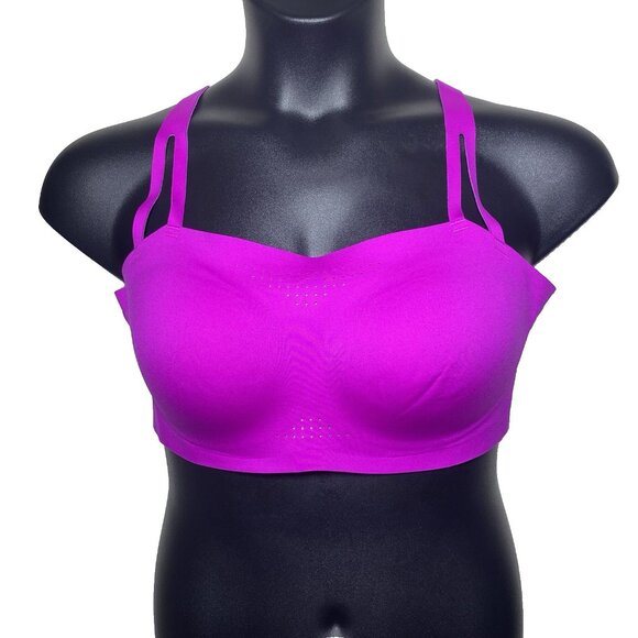 Brooks XXL Run Dare Criss Cross Magenta Heliotrope Print Sports Bra Chafe Free - Picture 1 of 10